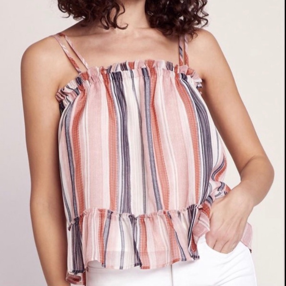 Stripes ruffle tank